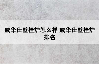 威华仕壁挂炉怎么样 威华仕壁挂炉排名